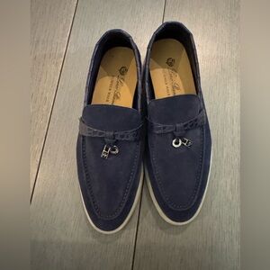 Elegant Navy Loafers with Charm Detail